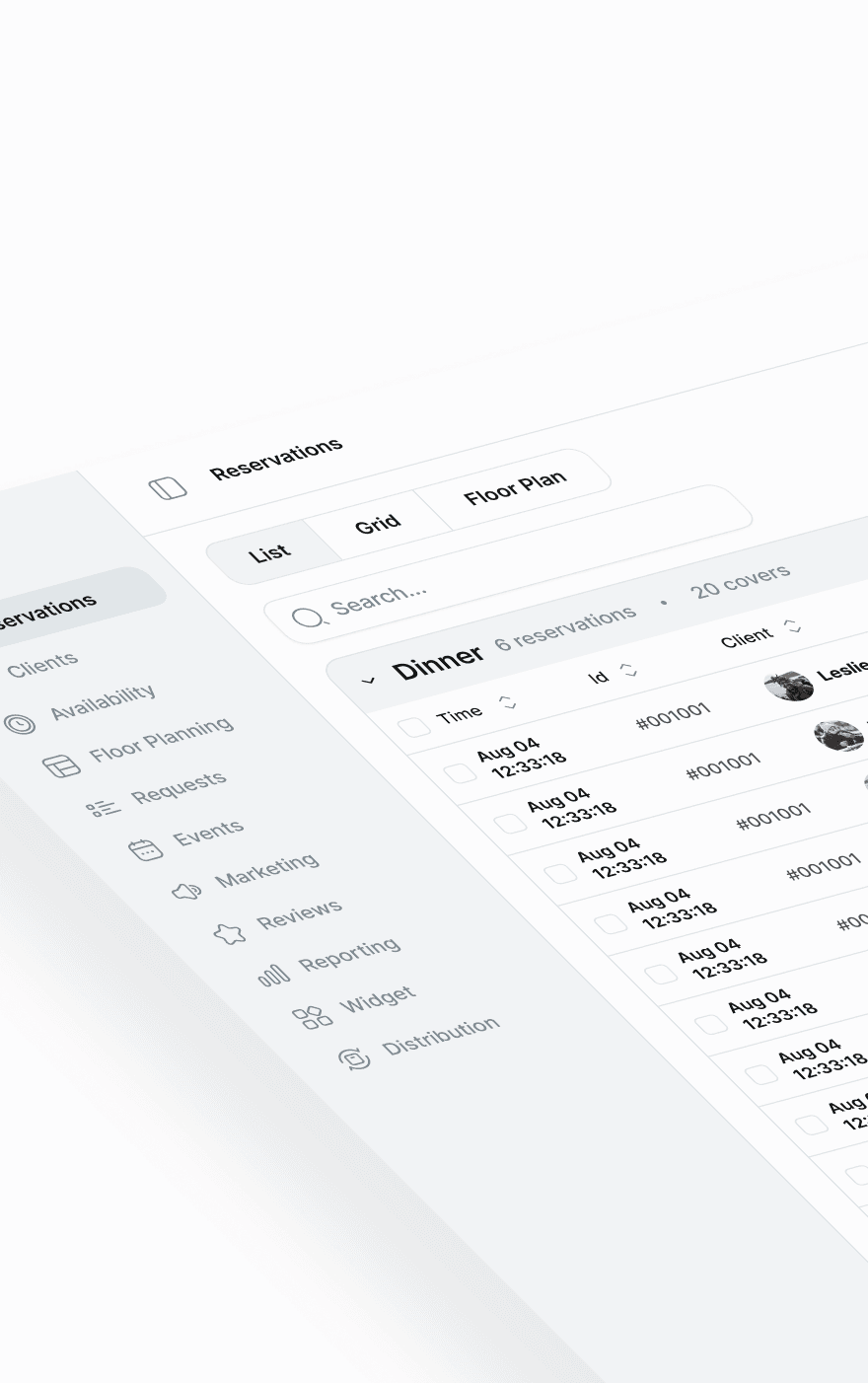 Outs reservations dashboard